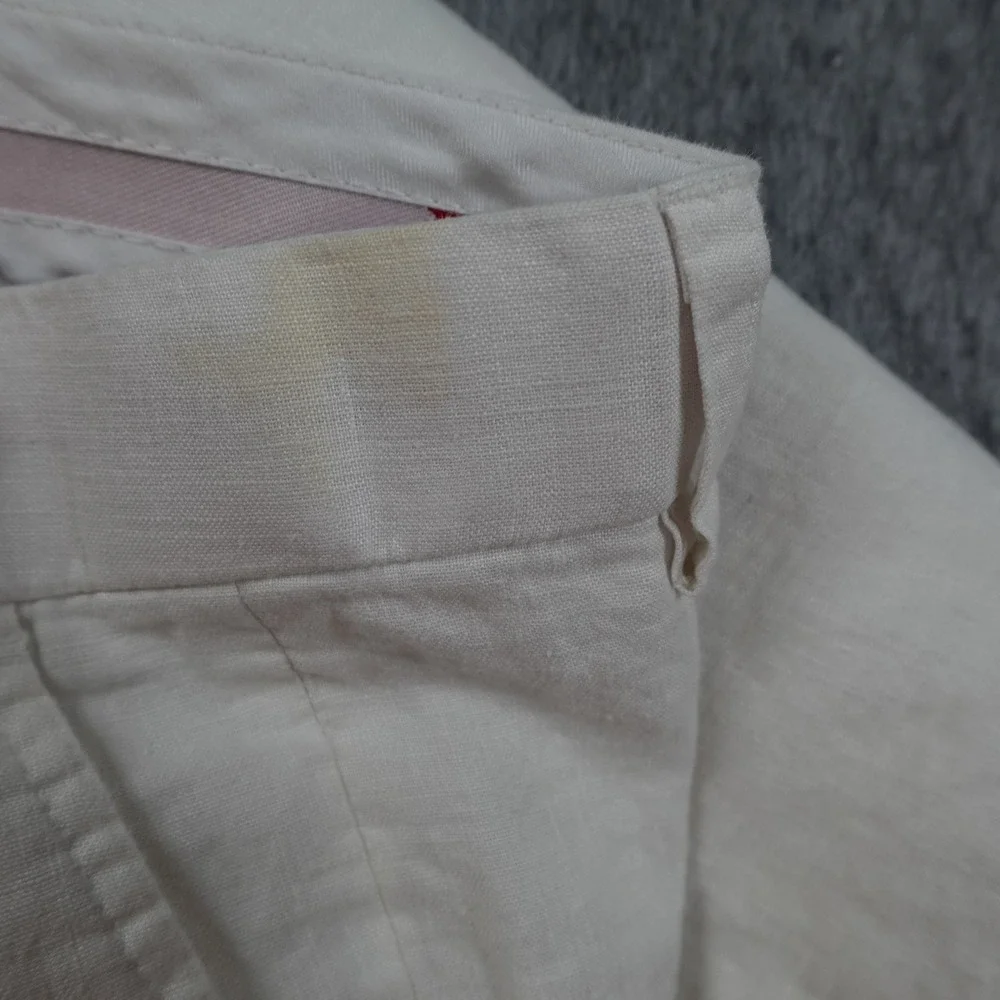 Prestige Pant Mens 38 White Linen Pleated Trousers Preppy Beachy Resortwear